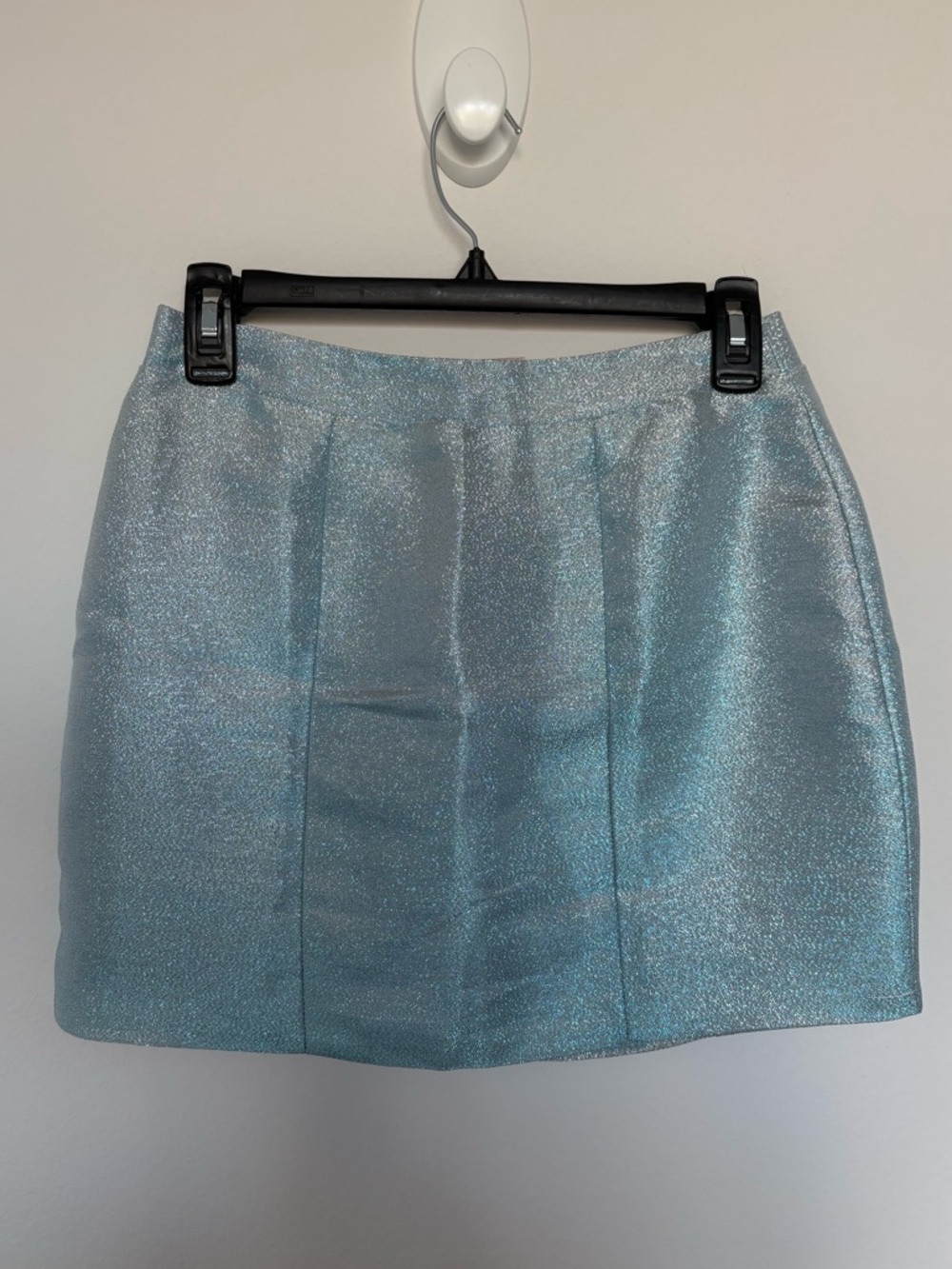 Skylar + Madison Light Blue Sparkle Mini Skirt with Zipper